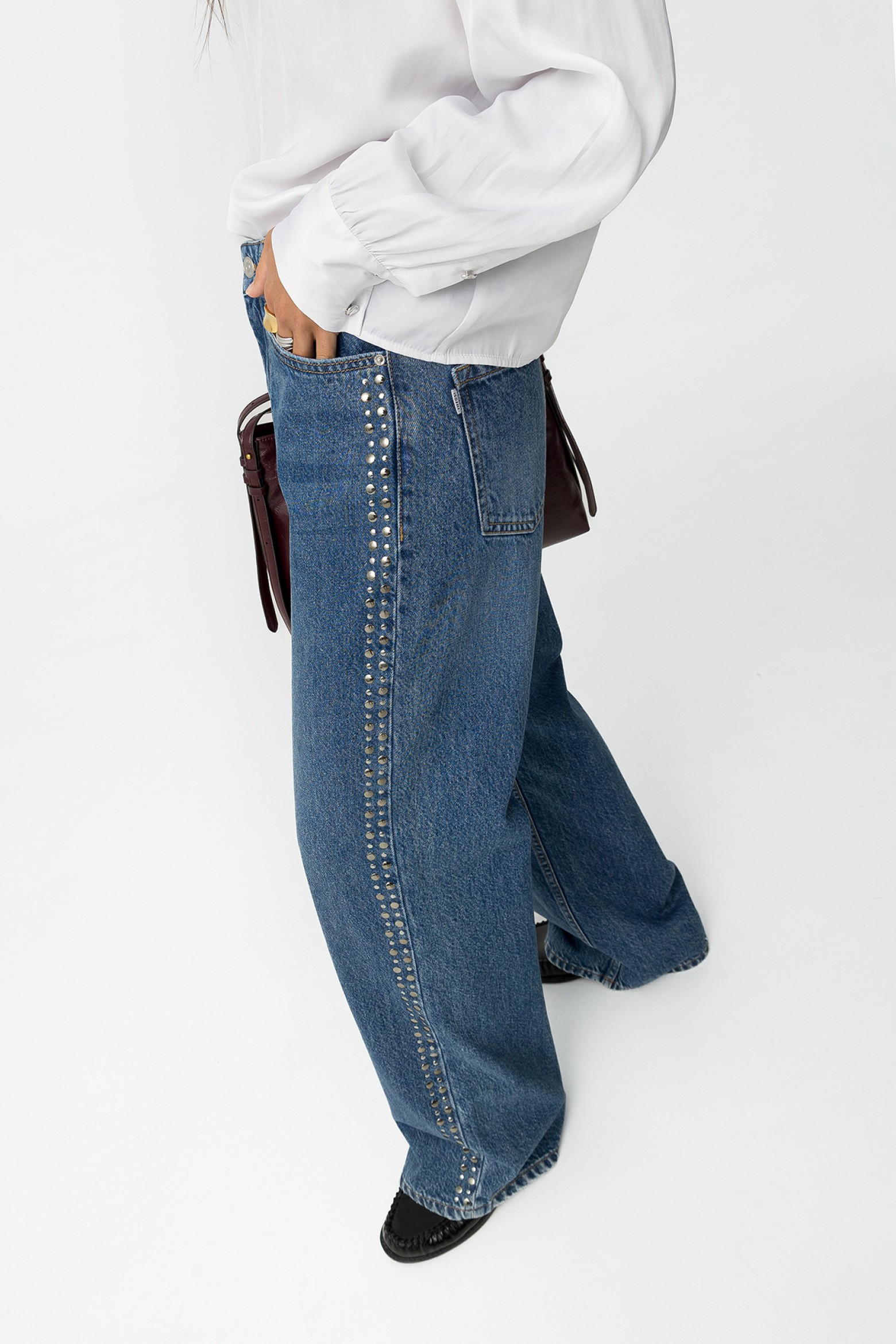 Jeans Bonnye Wide Leg con Apliques