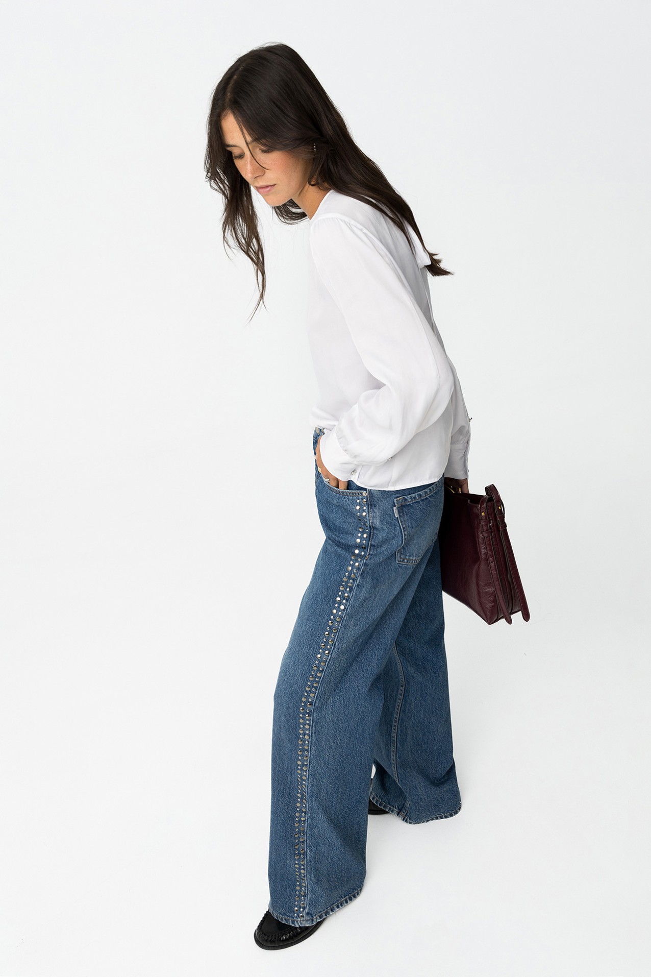 Jeans Bonnye Wide Leg con Apliques