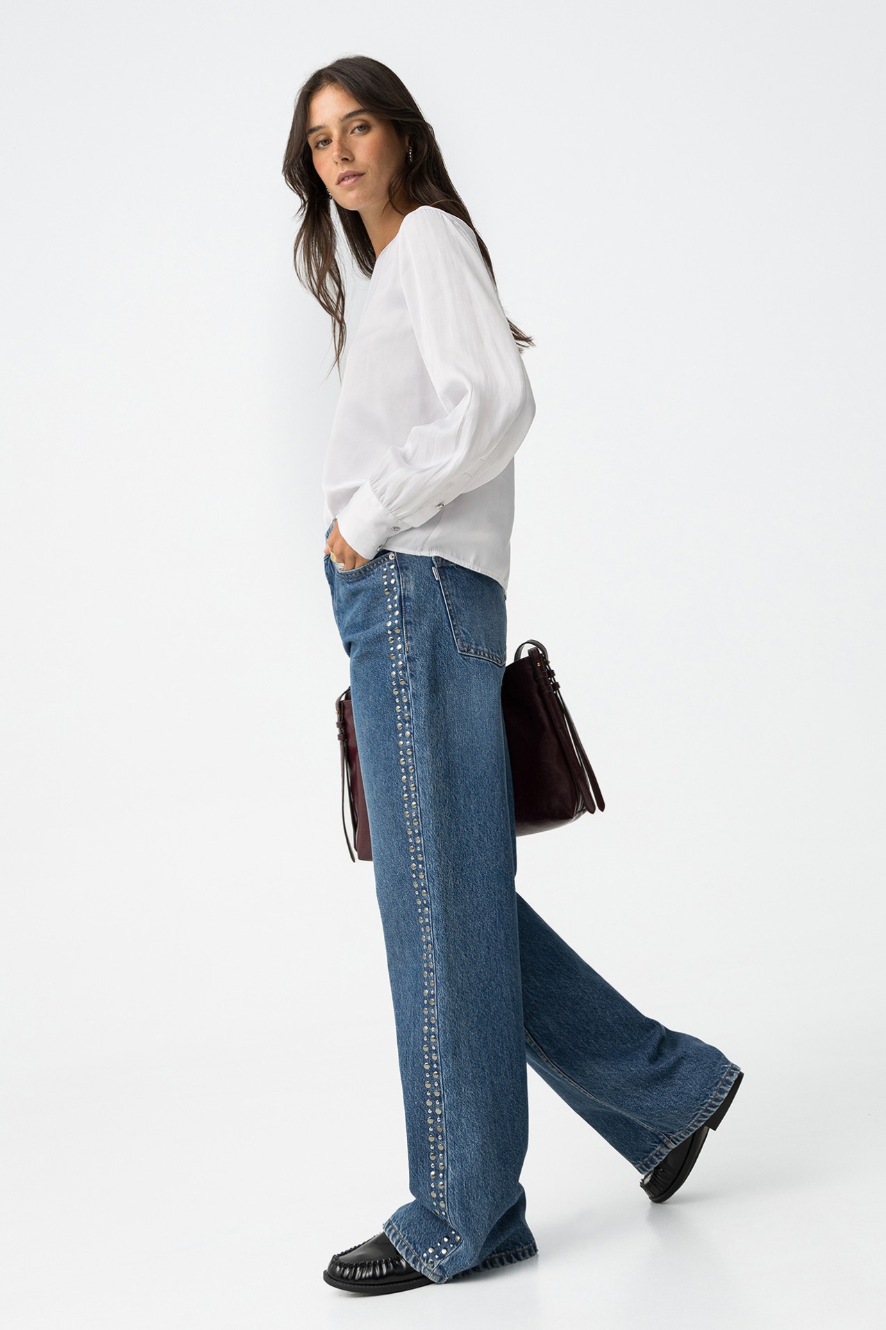Jeans Bonnye Wide Leg con Apliques