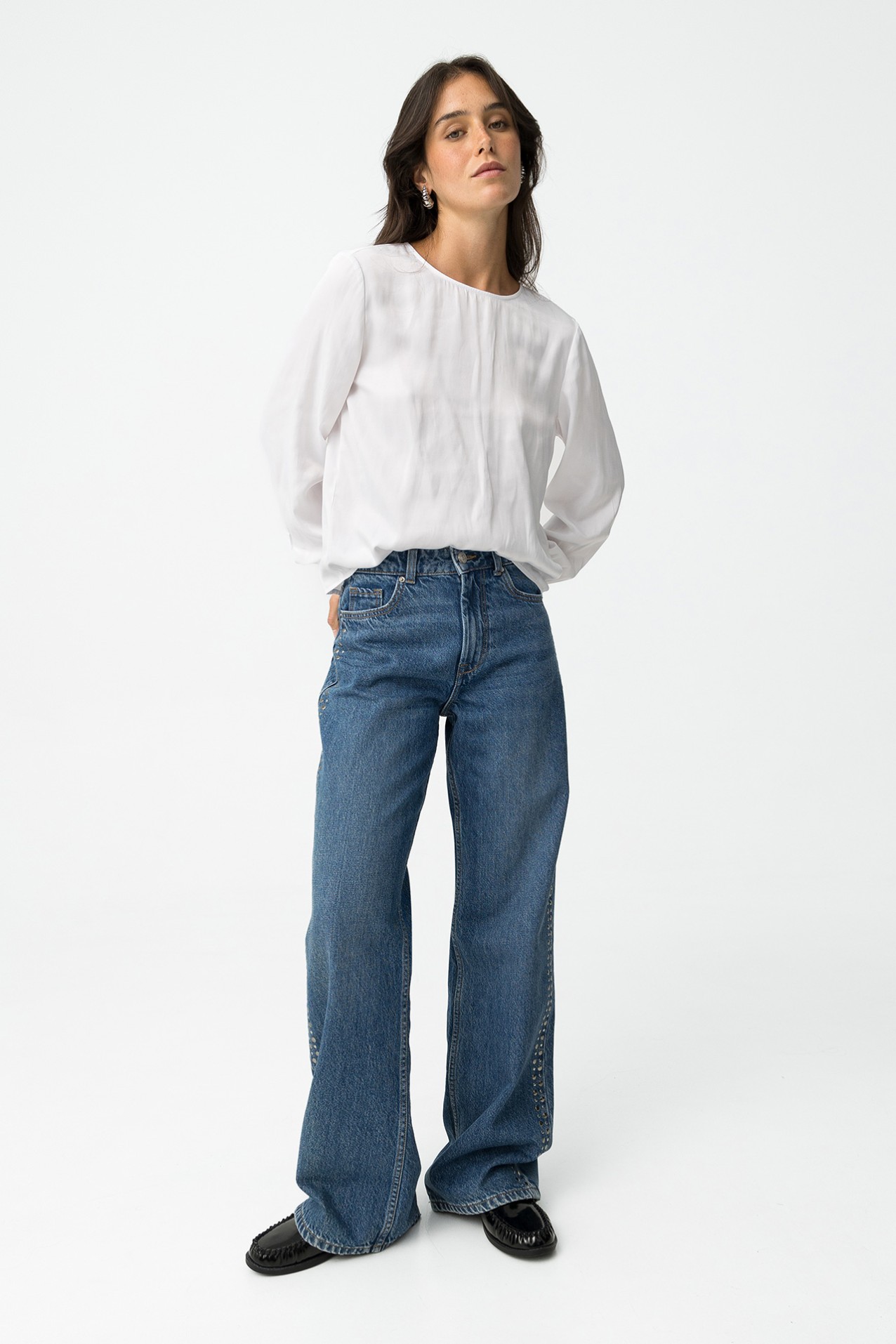 Jeans Bonnye Wide Leg con Apliques
