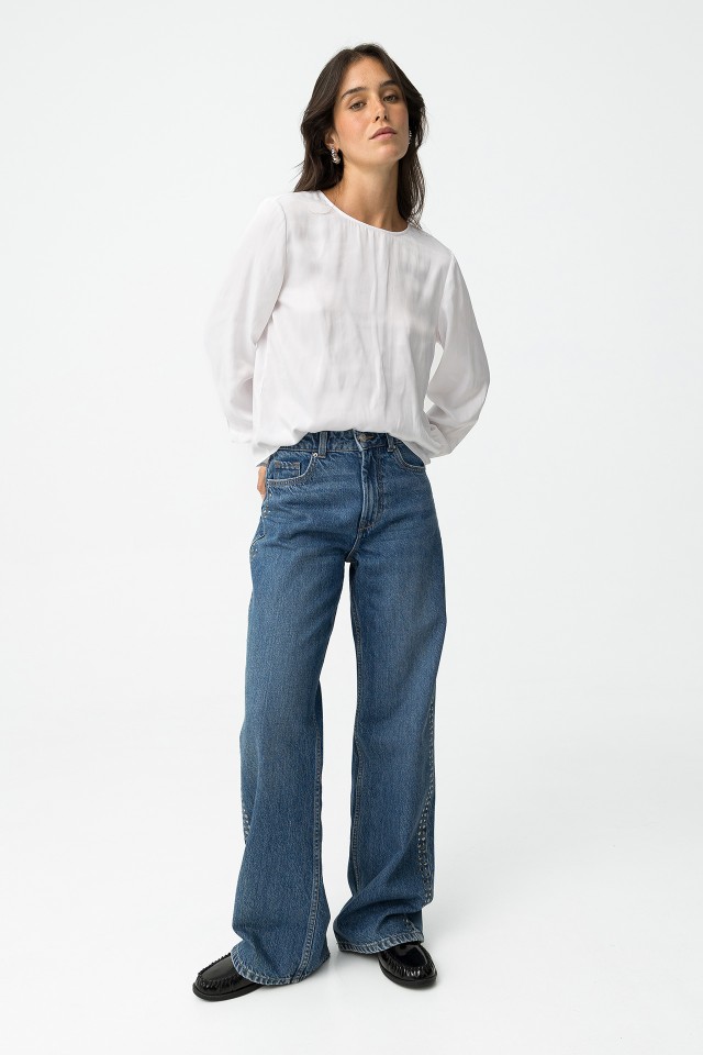 Bonnye Wide Leg Jeans with Embellishments