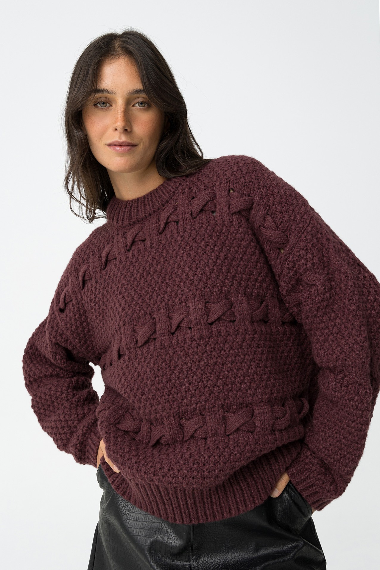 Oversized Sweater with Drawstrings