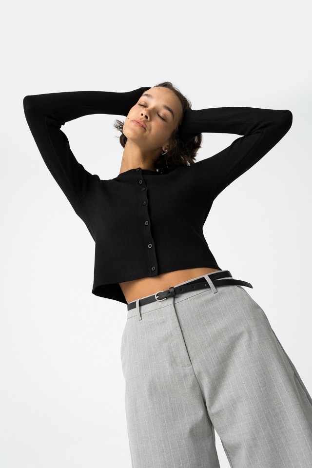 Black Slim Knit Cardigan