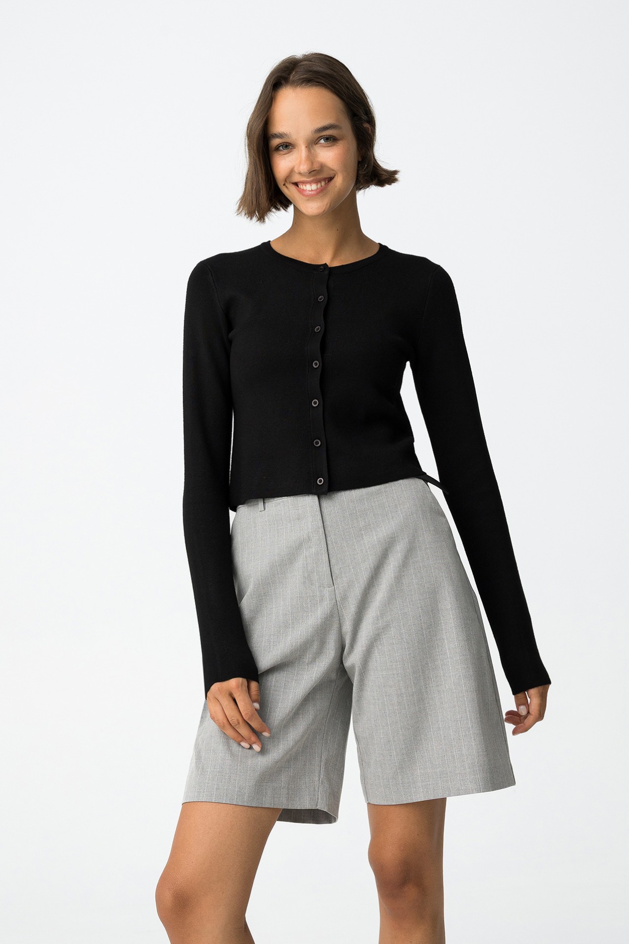 Black Slim Knit Cardigan