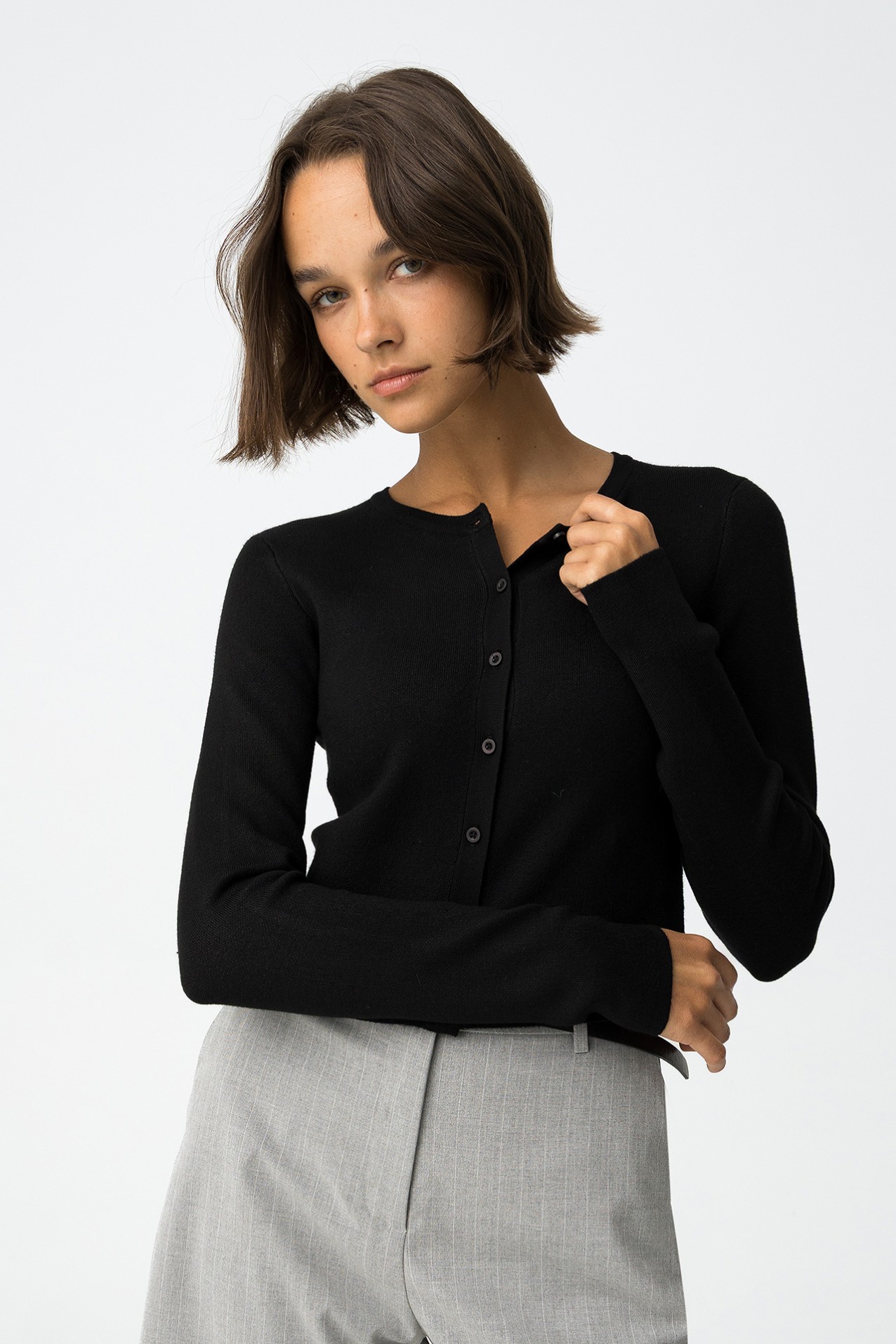 Black Slim Knit Cardigan