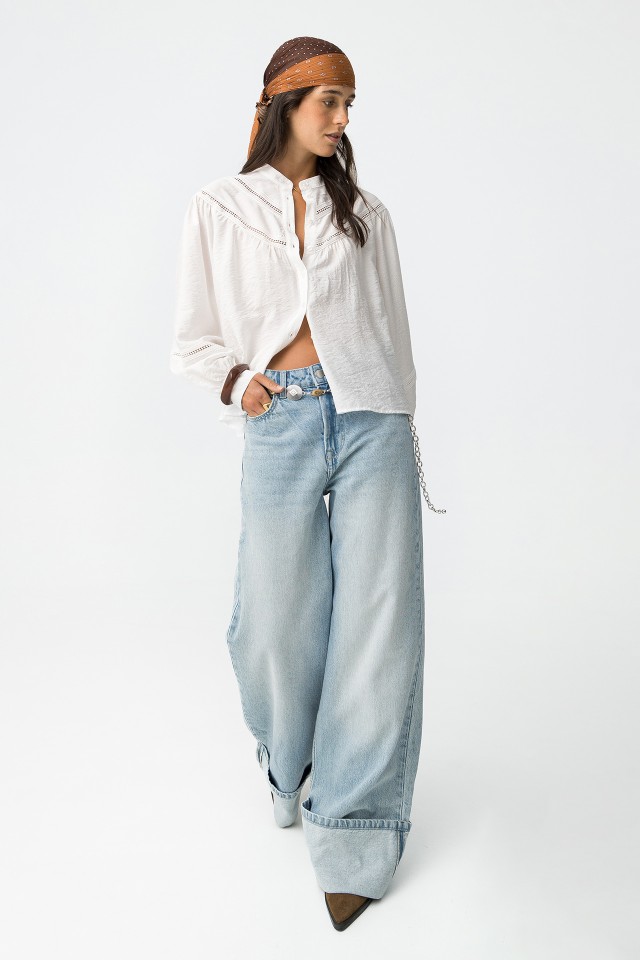 Textured Shirt with Lace