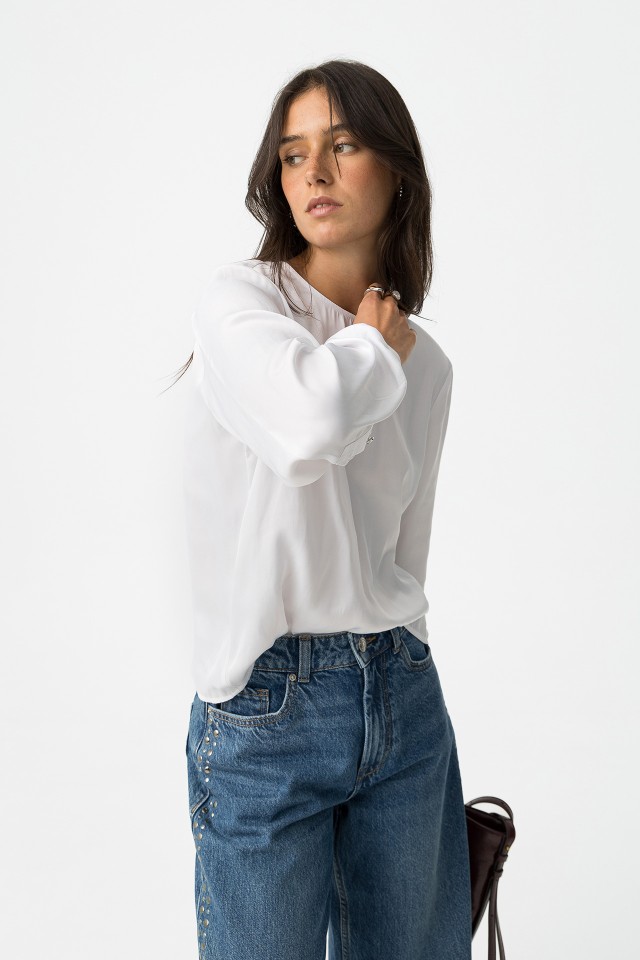 Satin Blouse with Bow