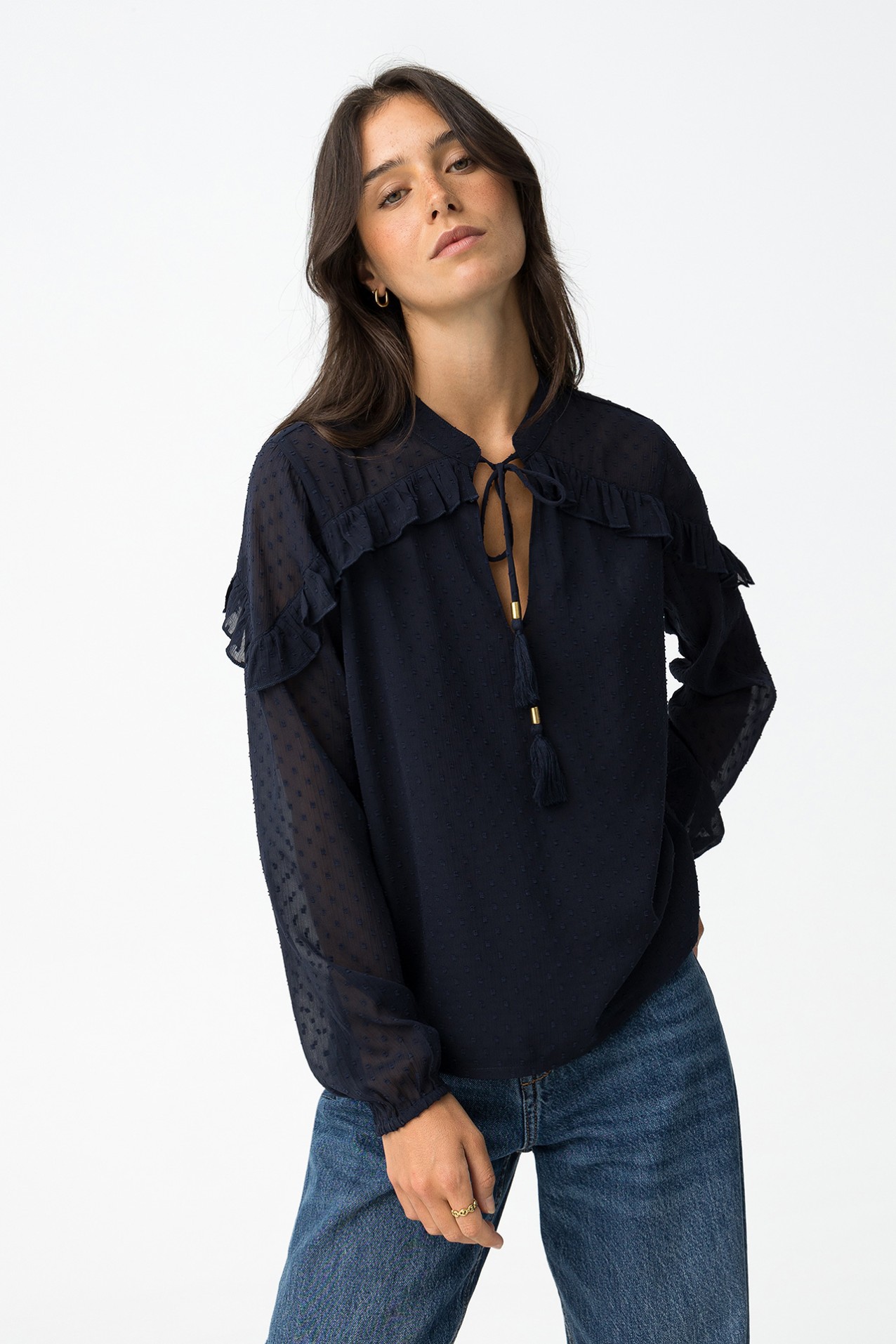 Blusa Fluda com Folhos