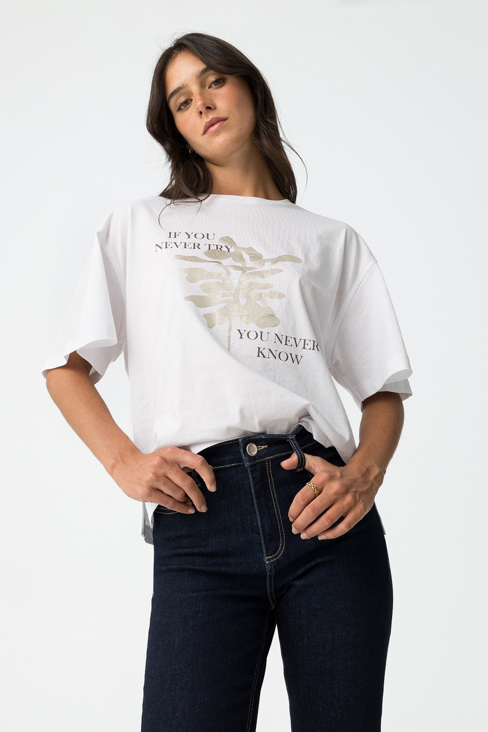 T-shirt Relaxed com Estampado Frontal
