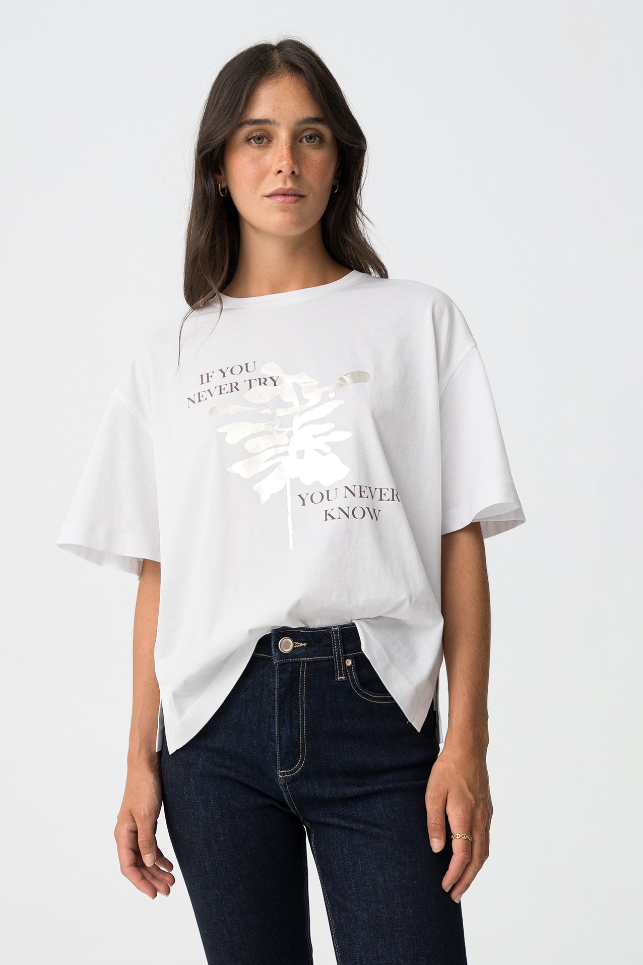 T-shirt Relaxed com Estampado Frontal