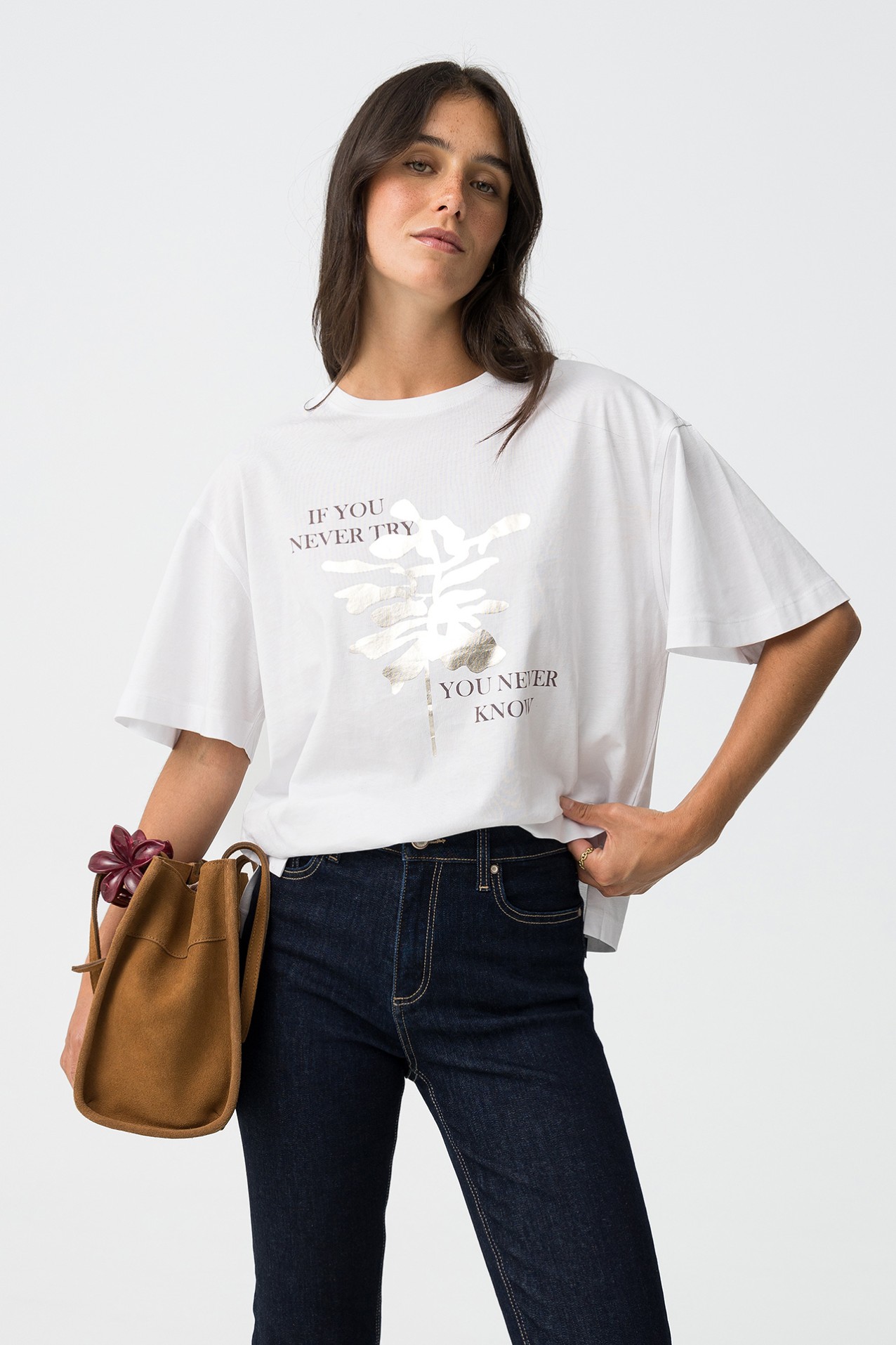 T-shirt Relaxed com Estampado Frontal