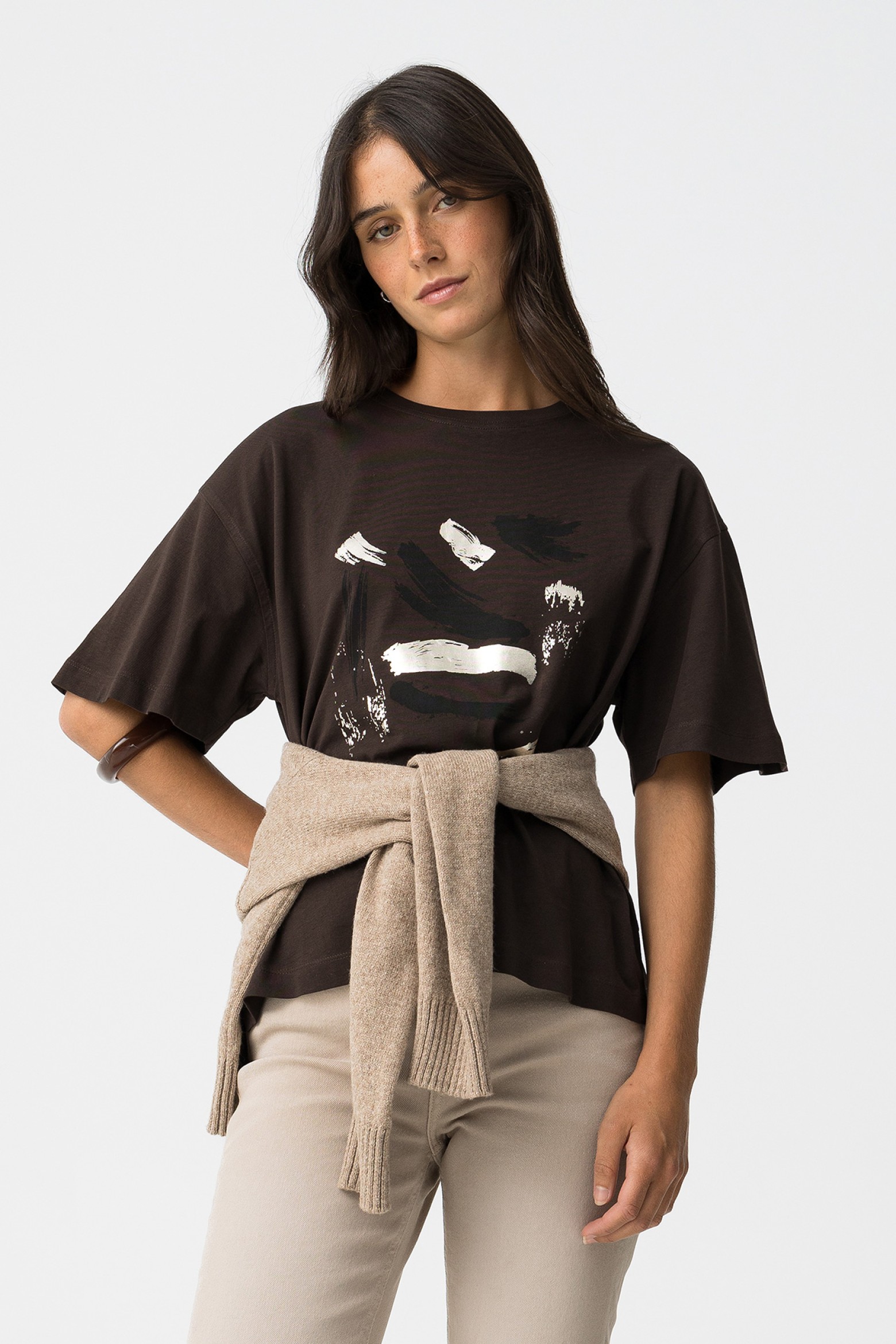 T-shirt Relaxed com Estampado Frontal