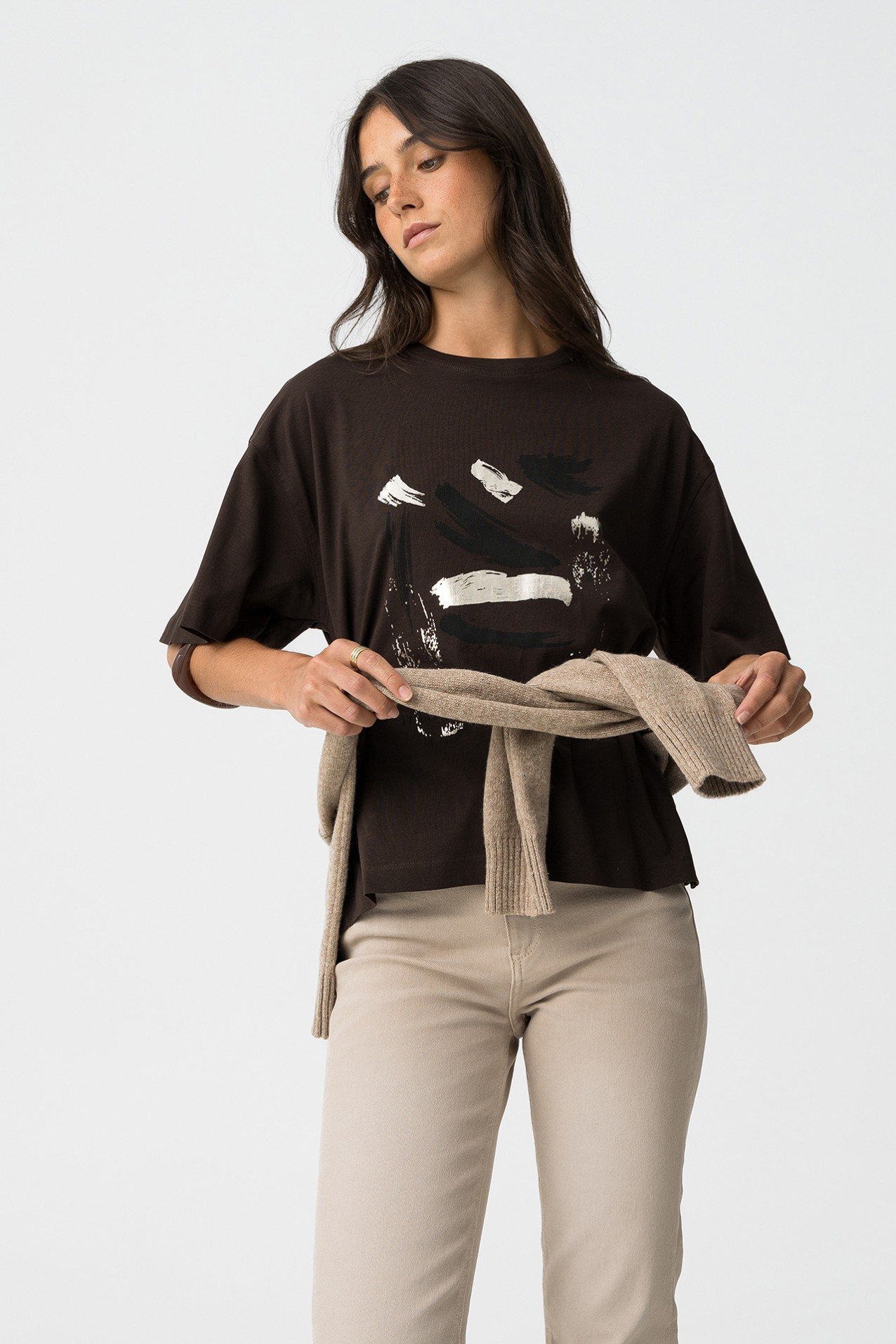 T-shirt Relaxed com Estampado Frontal
