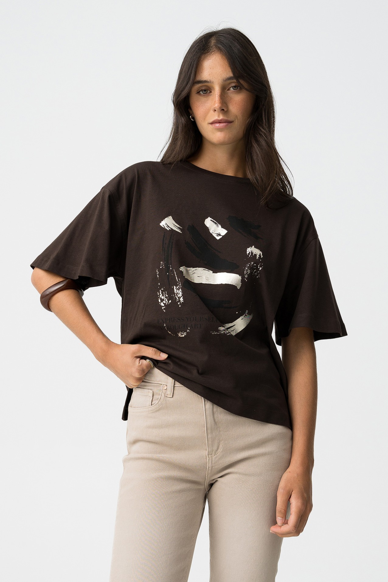 T-shirt Relaxed com Estampado Frontal