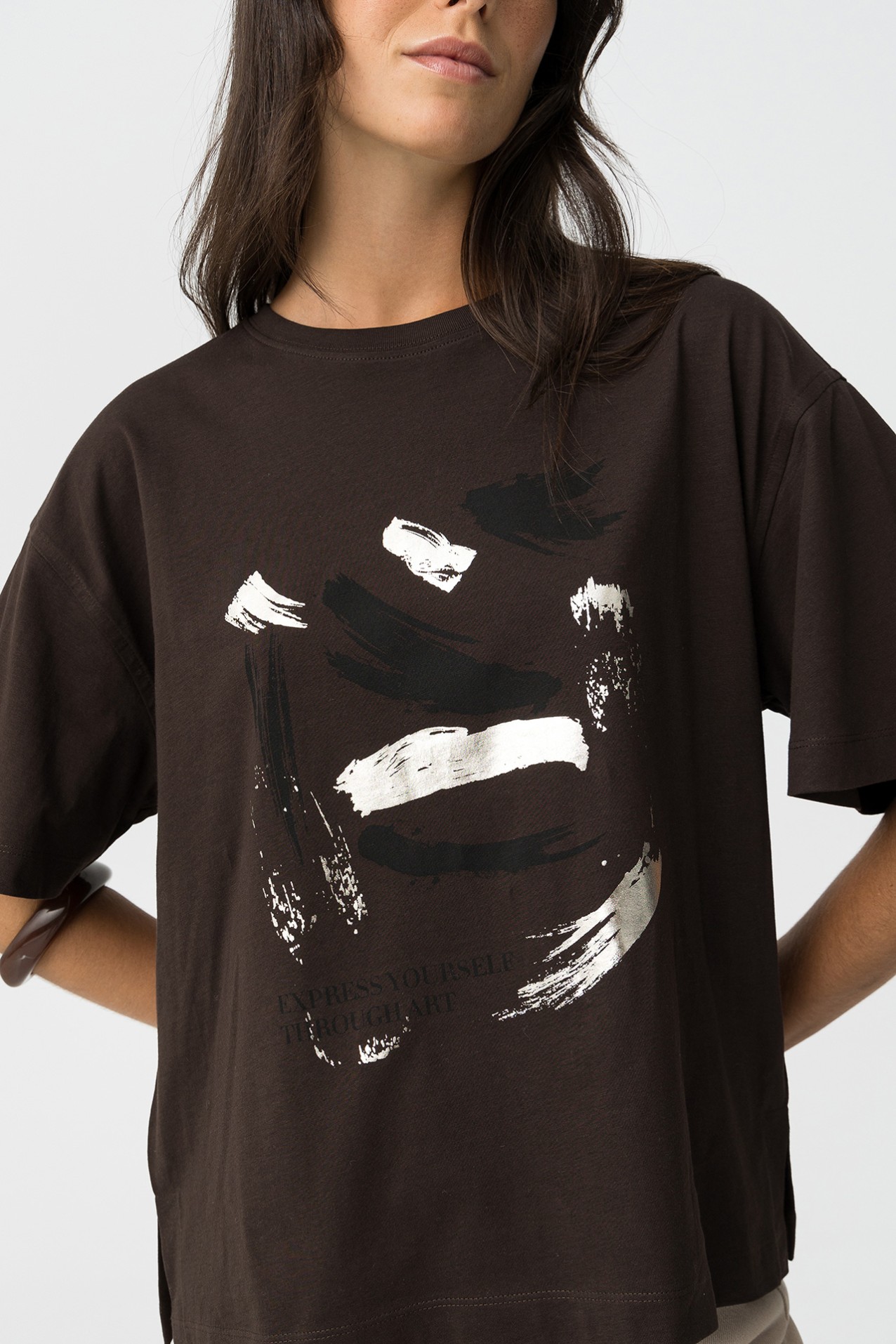 T-shirt Relaxed com Estampado Frontal