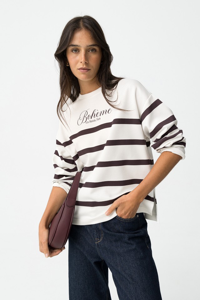 Striped Printed Sweatshirt