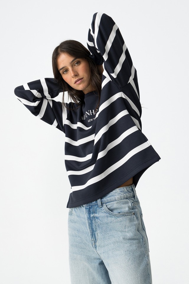 Striped Printed Sweatshirt