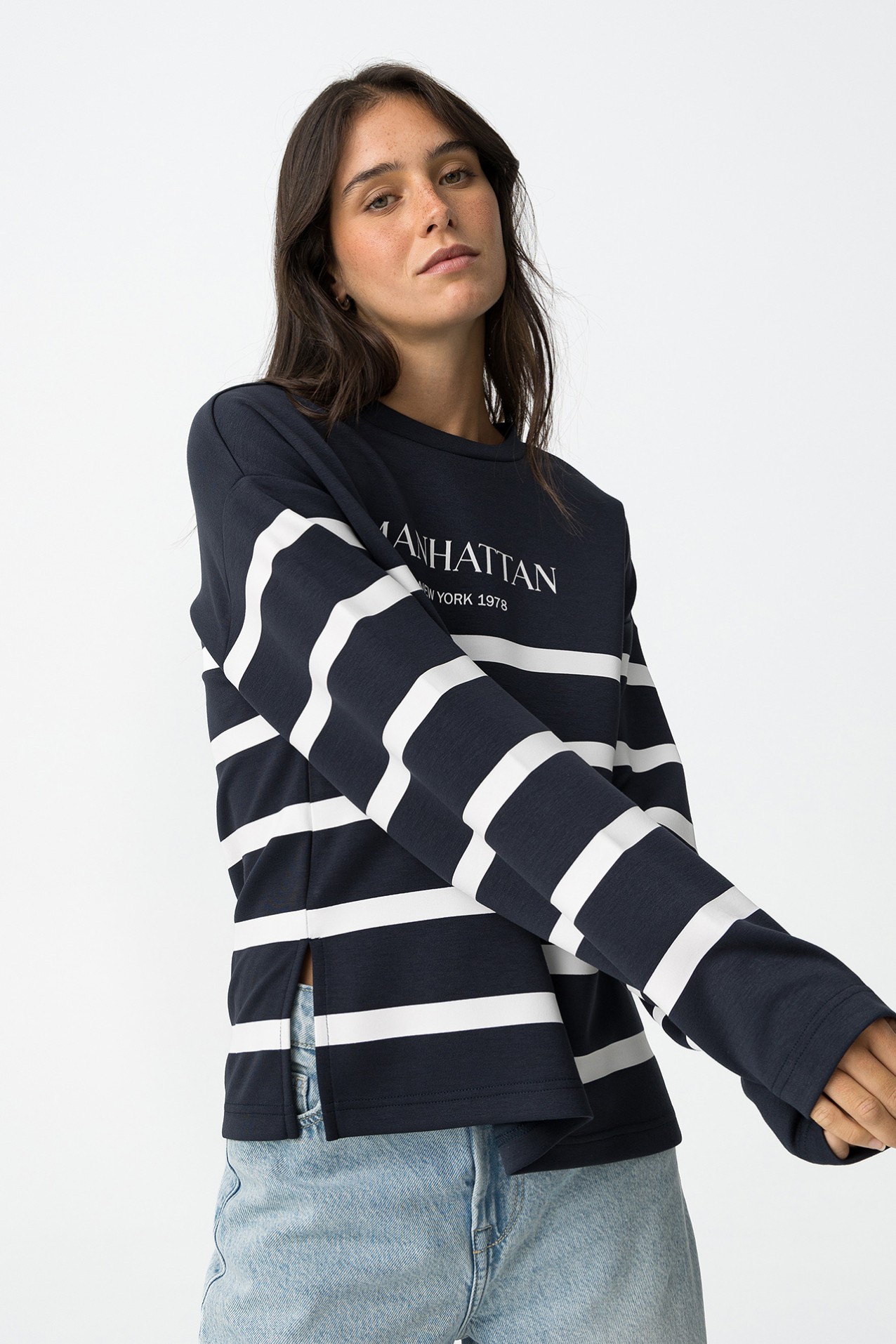 Striped Printed Sweatshirt