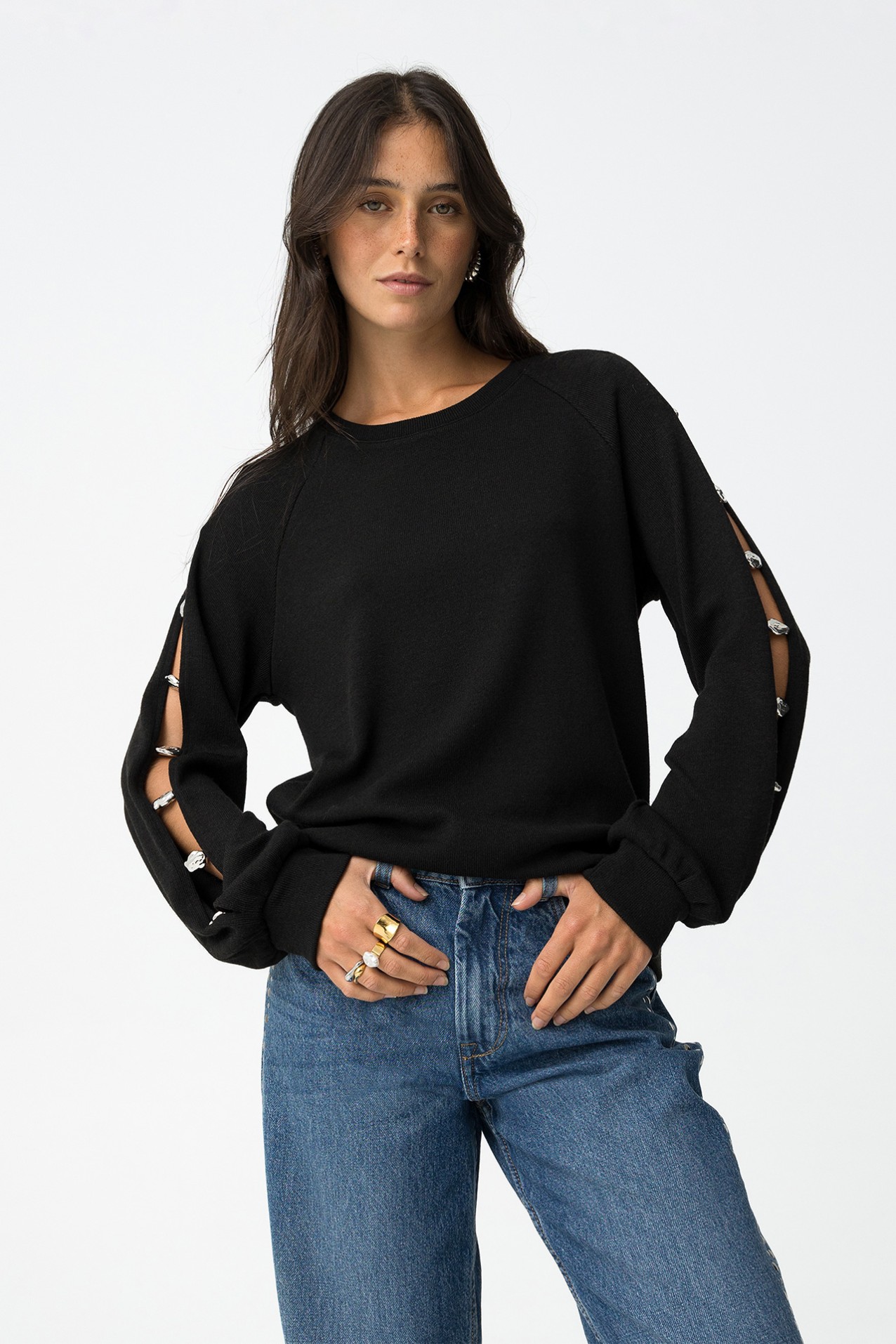 T-shirt com Missangas Metlicas