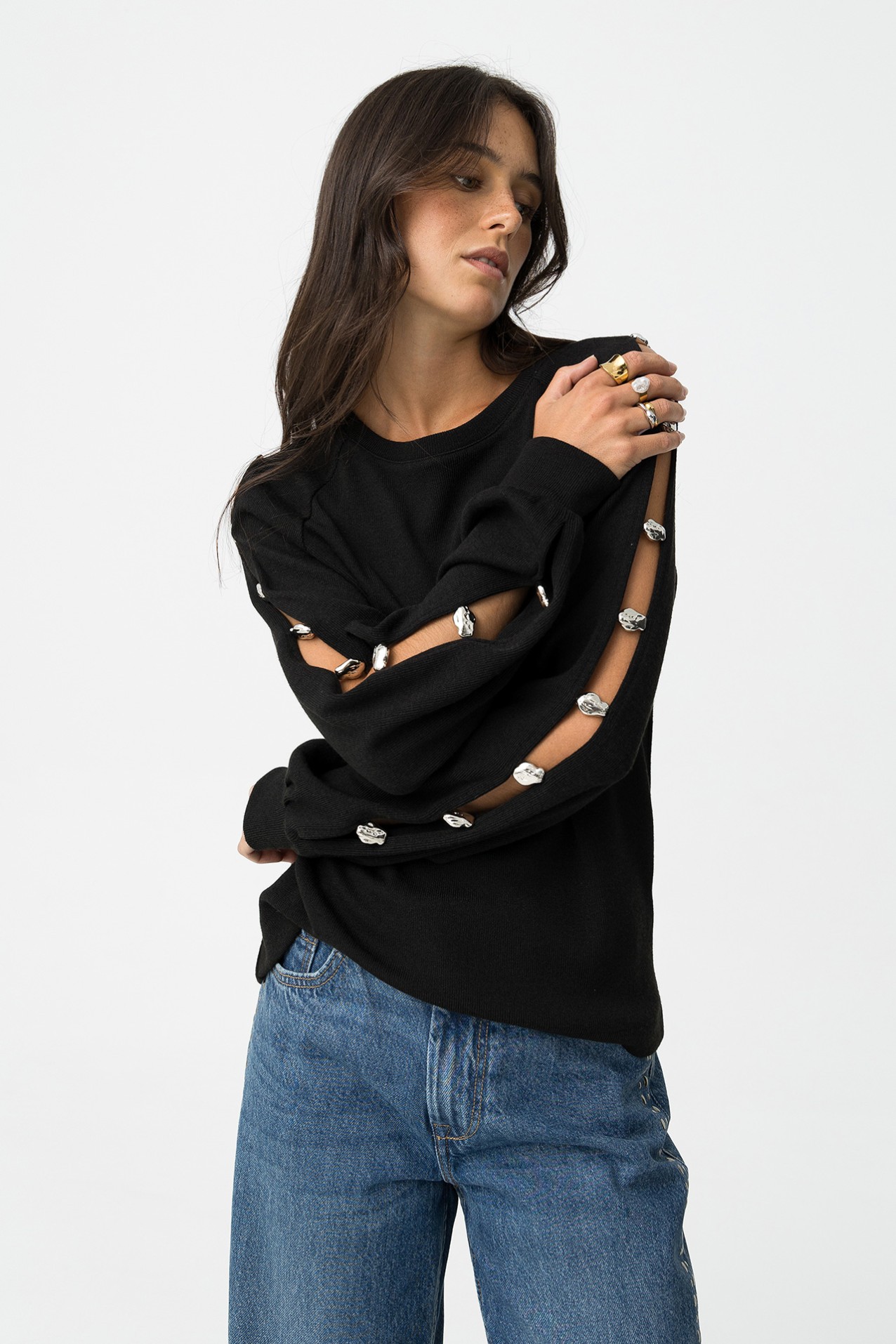 T-shirt com Missangas Metlicas