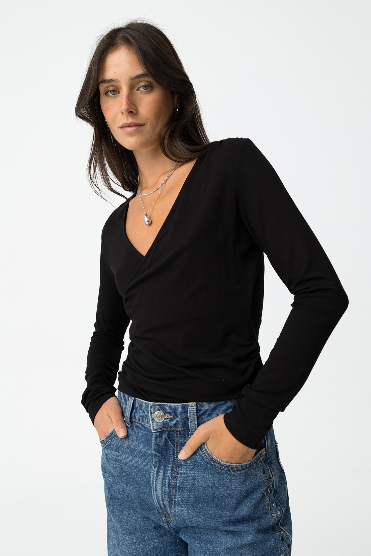 Slim Fit T-Shirt with Front Draping