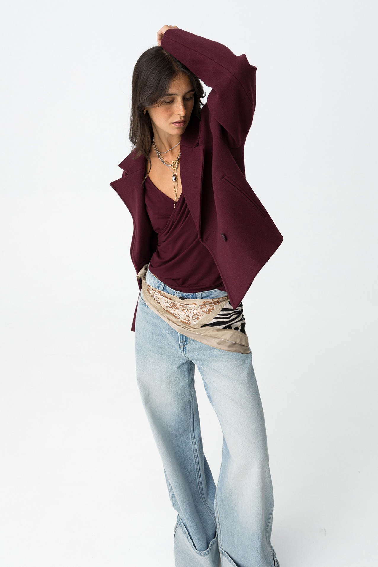 T-shirt Slim com Drapeado Frontal