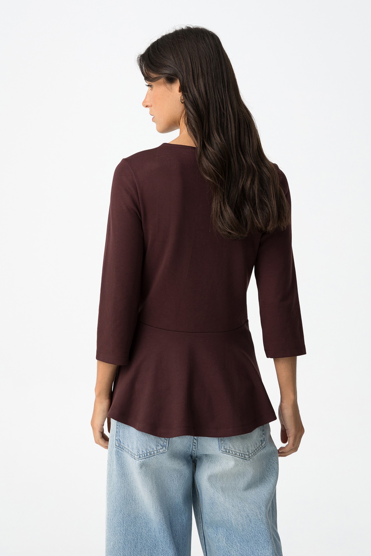 Slim T-shirt with Ruffled Hem