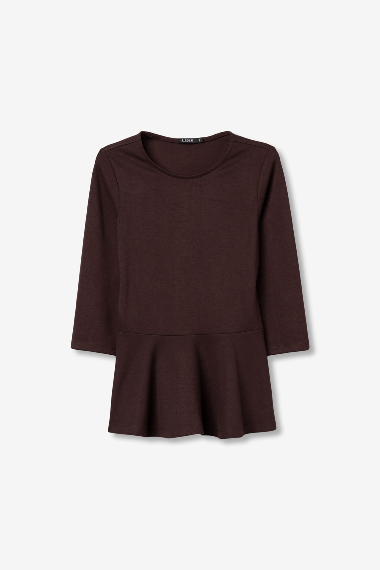 Slim T-shirt with Ruffled Hem