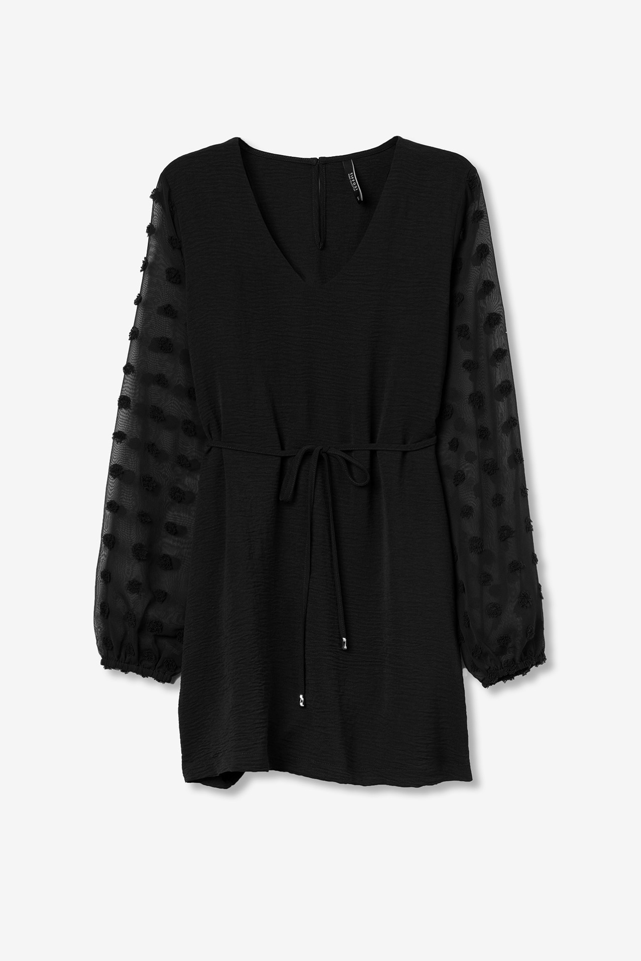 Textured Dress with Embroidered Sleeve