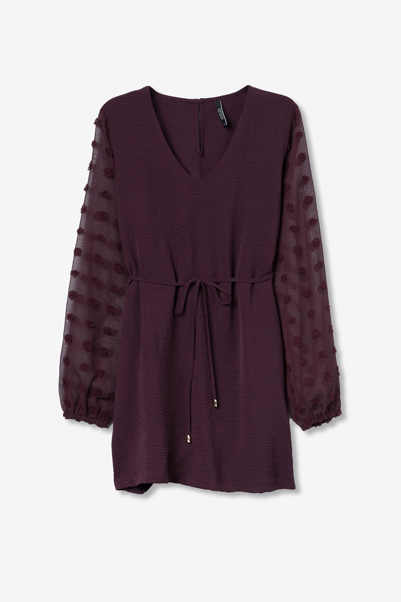 Textured Dress with Embroidered Sleeve