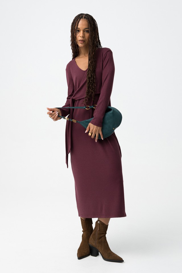 Wine Tone Midi Dress
