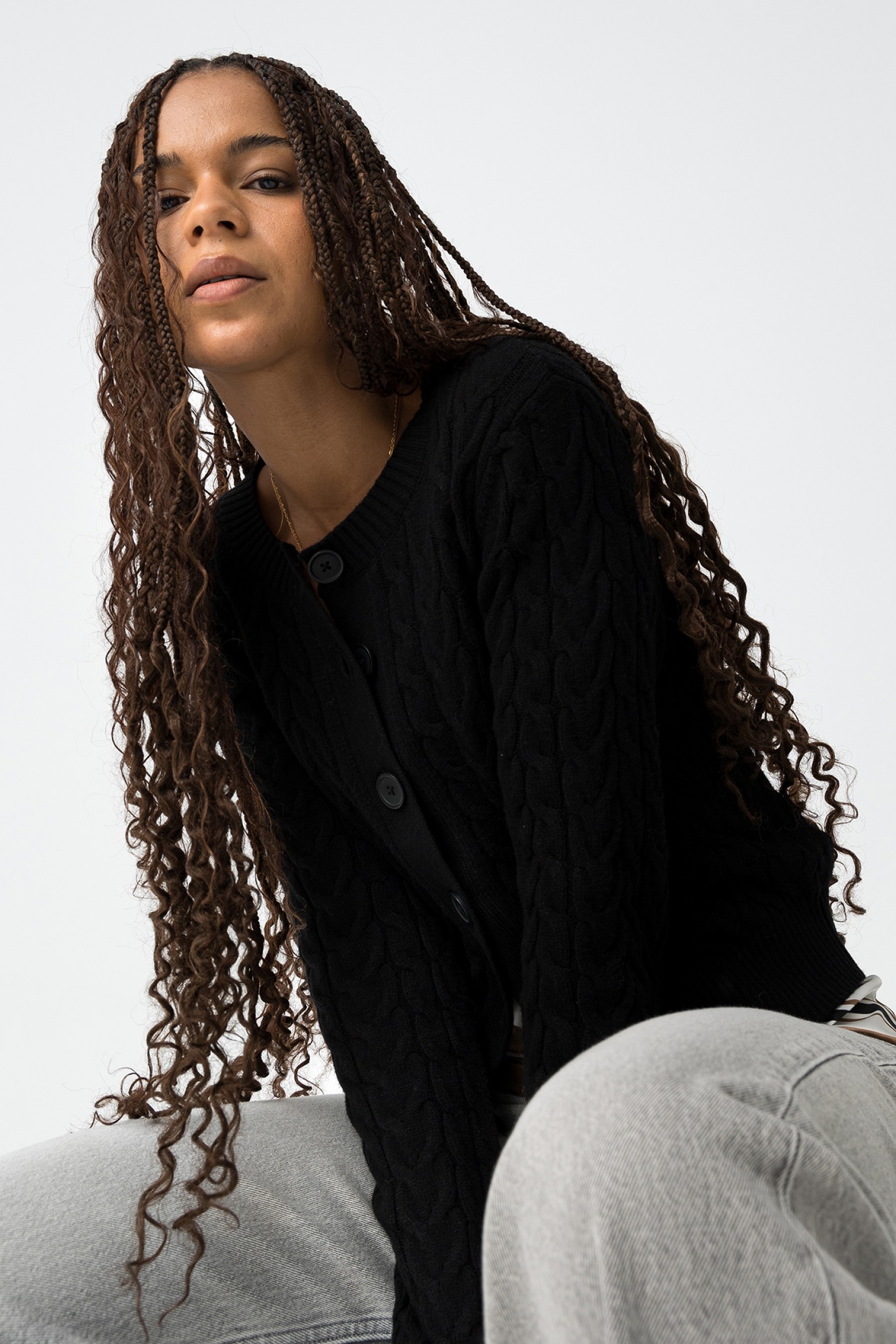 Slim Cable Knit Cardigan