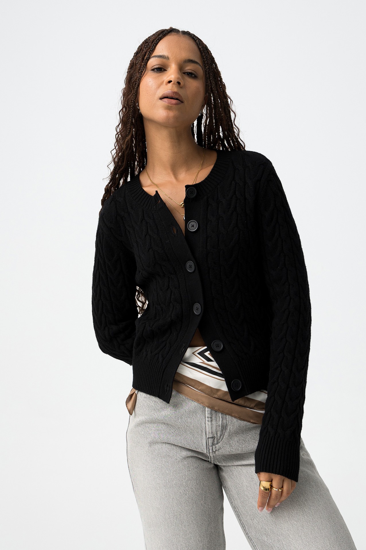 Slim Cable Knit Cardigan