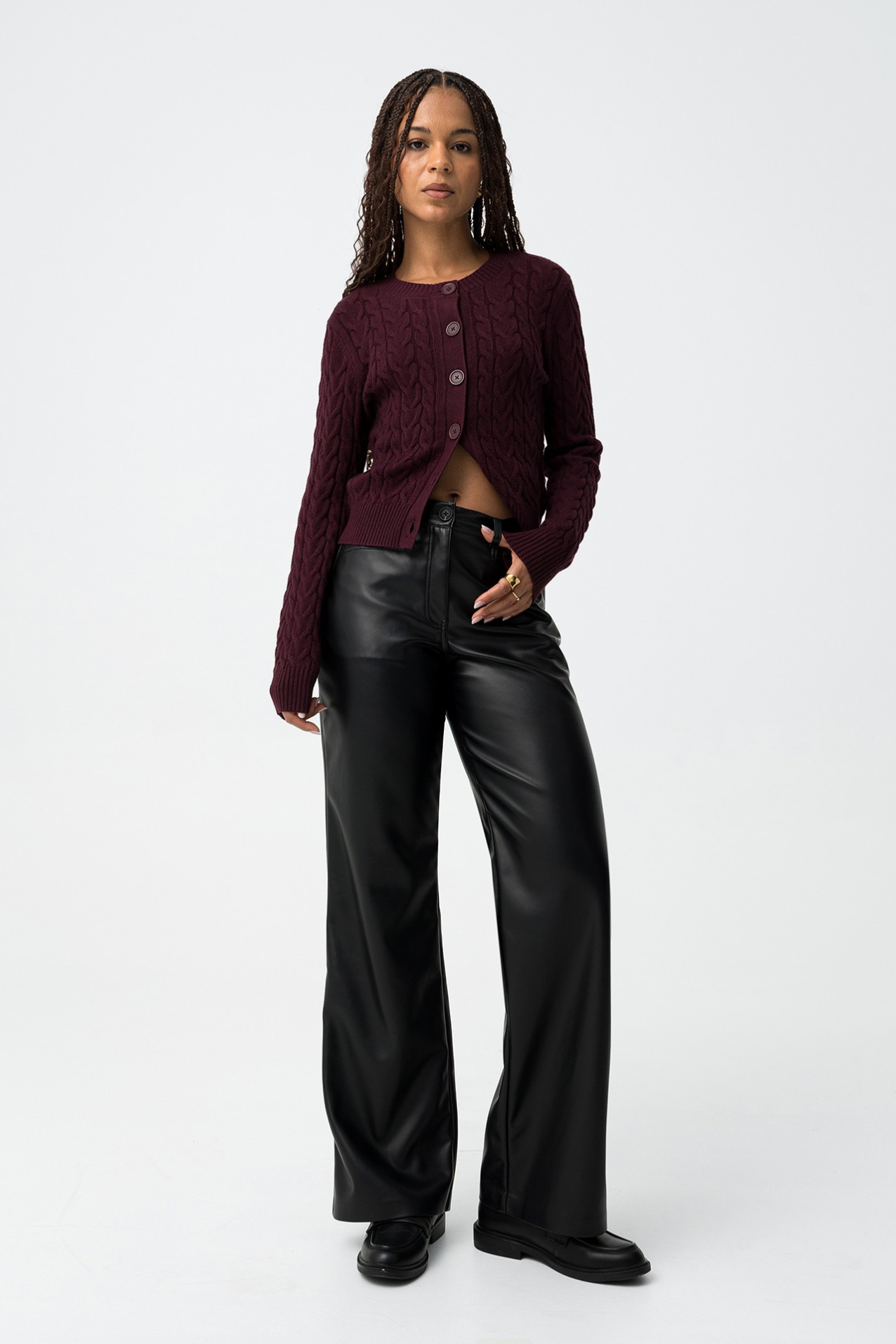 Faux Leather Straight Fit Pants