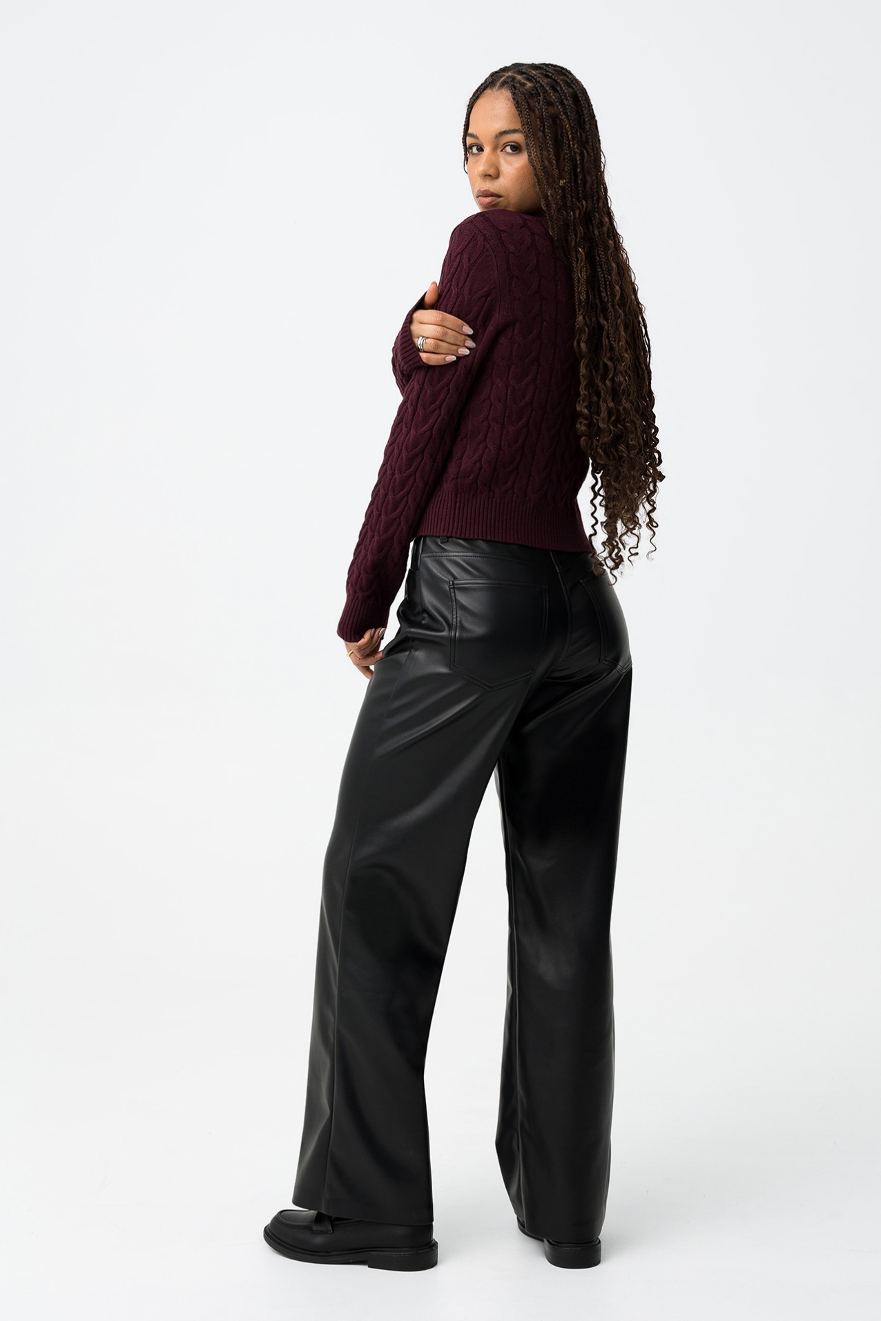 Faux Leather Straight Fit Pants