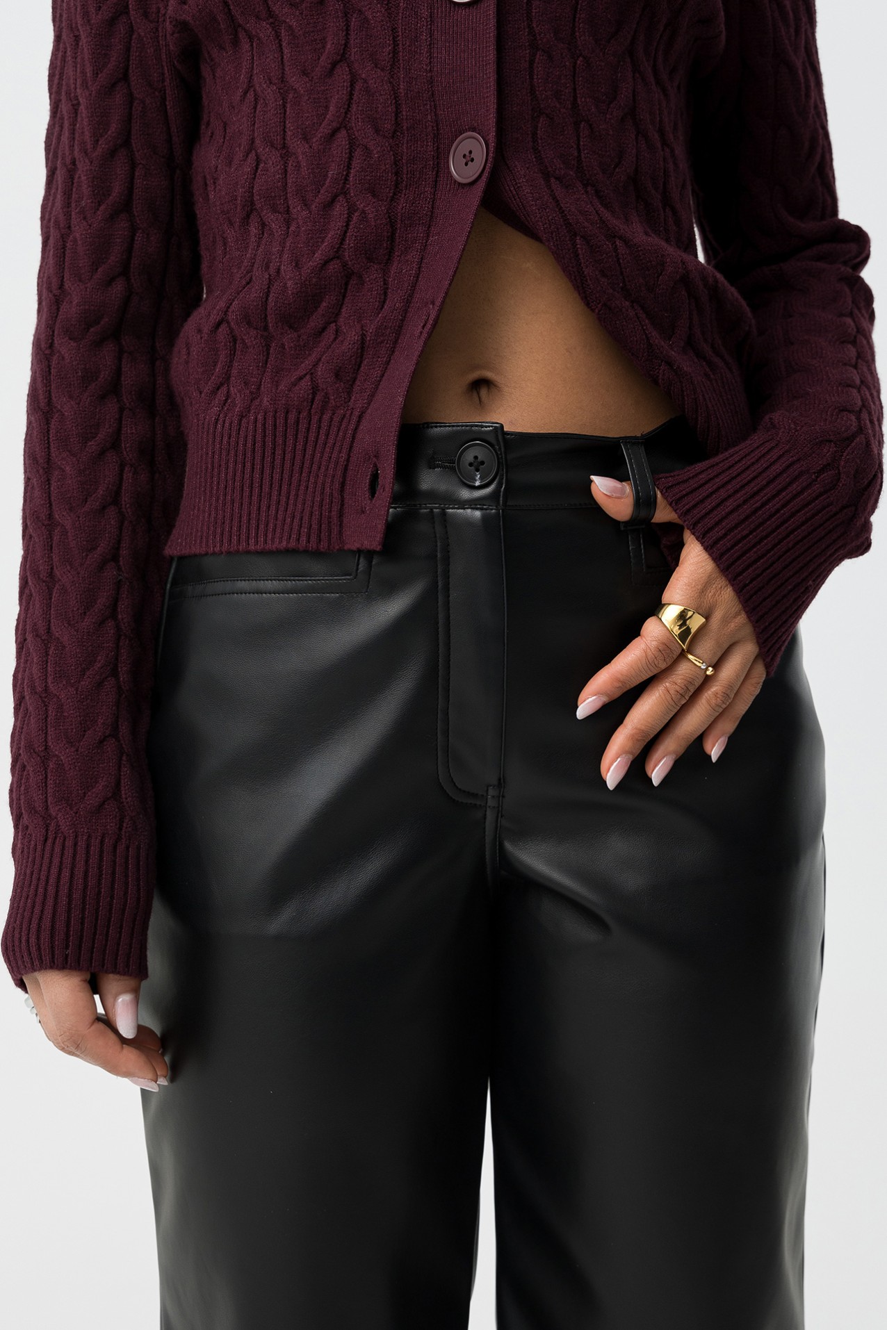 Faux Leather Straight Fit Pants