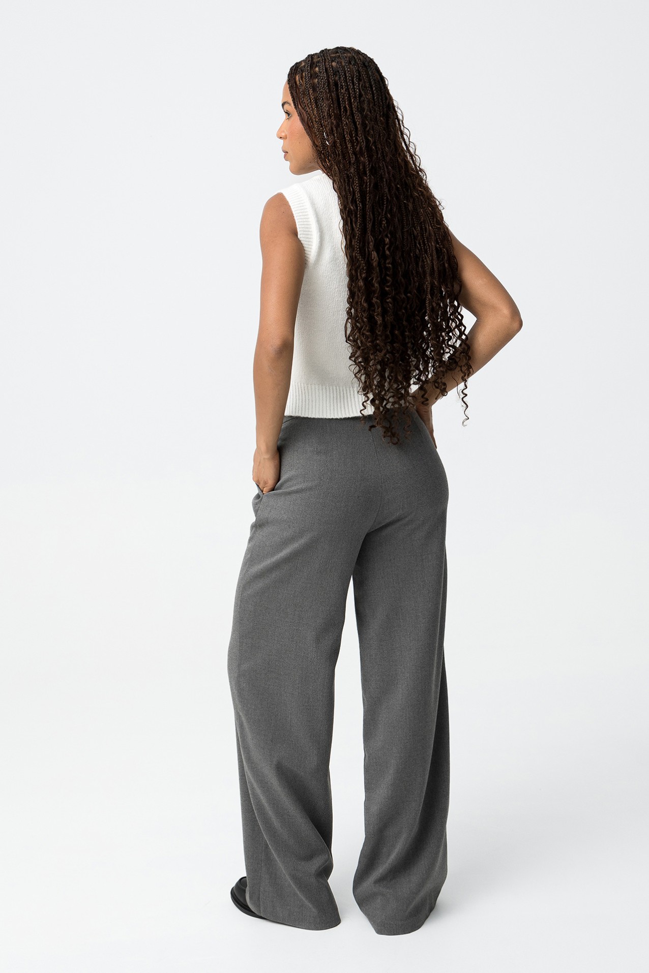 Wide Leg Trousers with Pleats