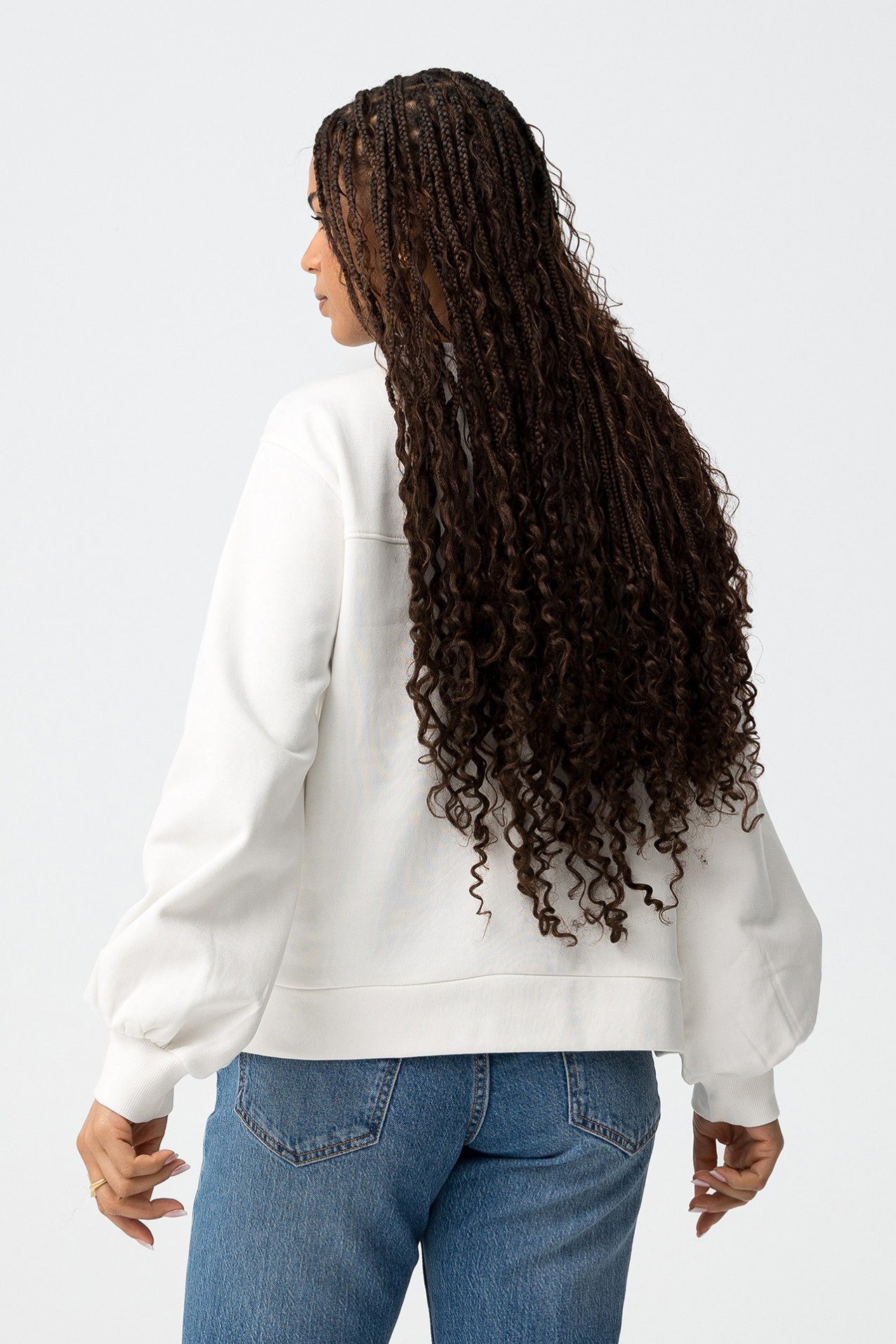 White Sweatshirt with Embroidery