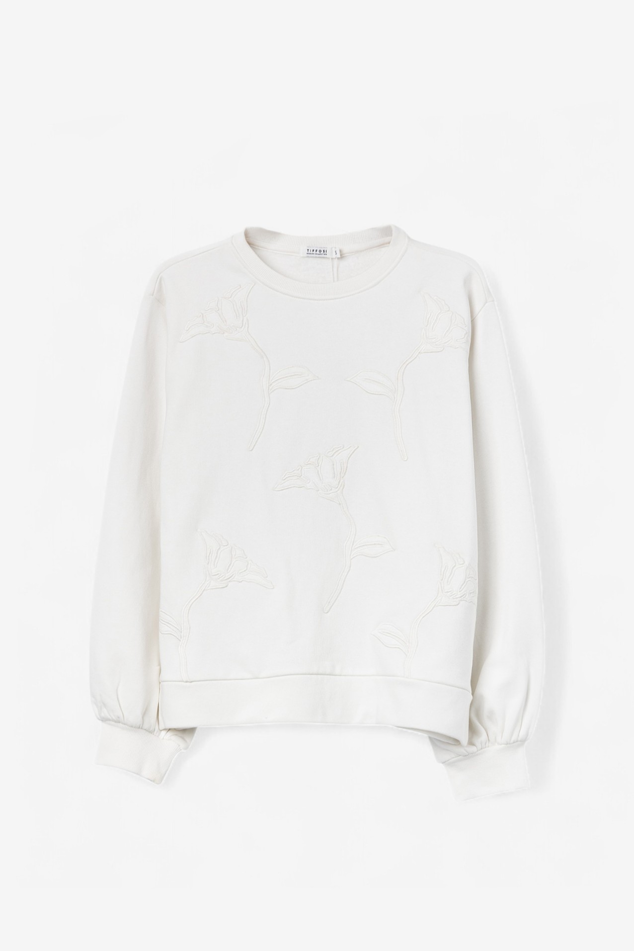 White Sweatshirt with Embroidery