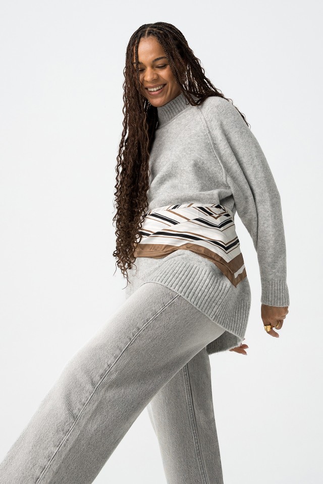 Grey Oversize Knit Sweater