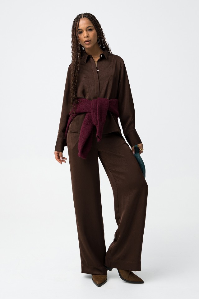 Brown Wide Leg Trousers