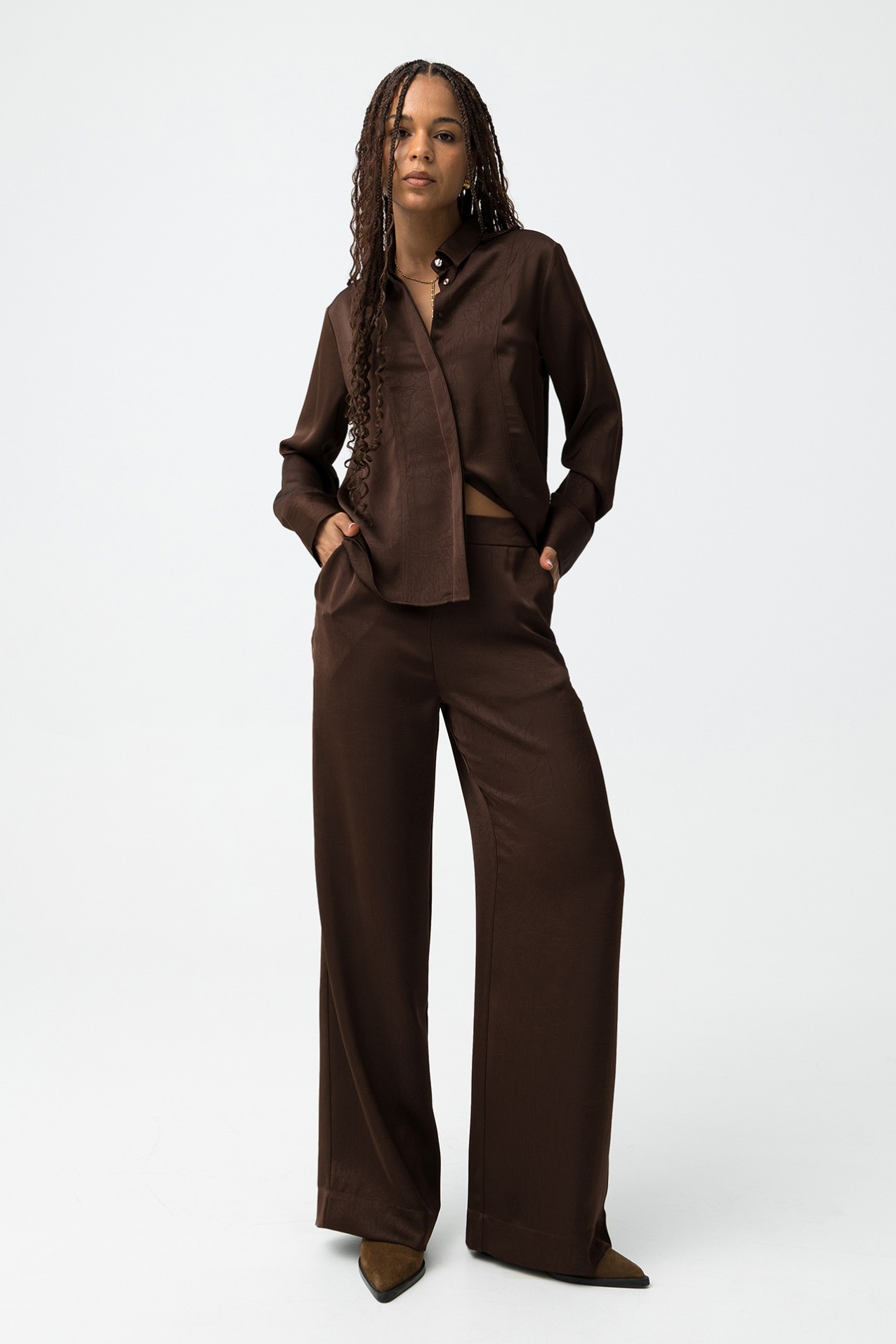 Brown Wide Leg Trousers