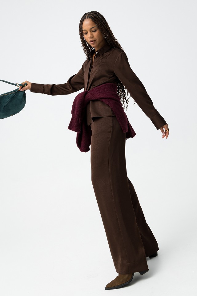 Calas Castanho Wide Leg