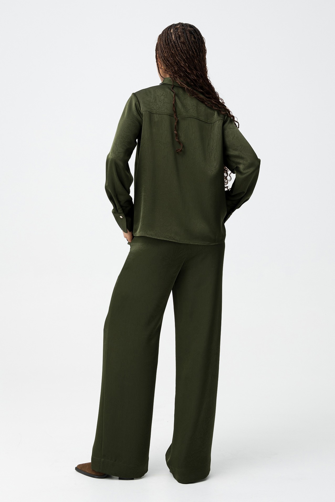 Wide Leg Green Trousers