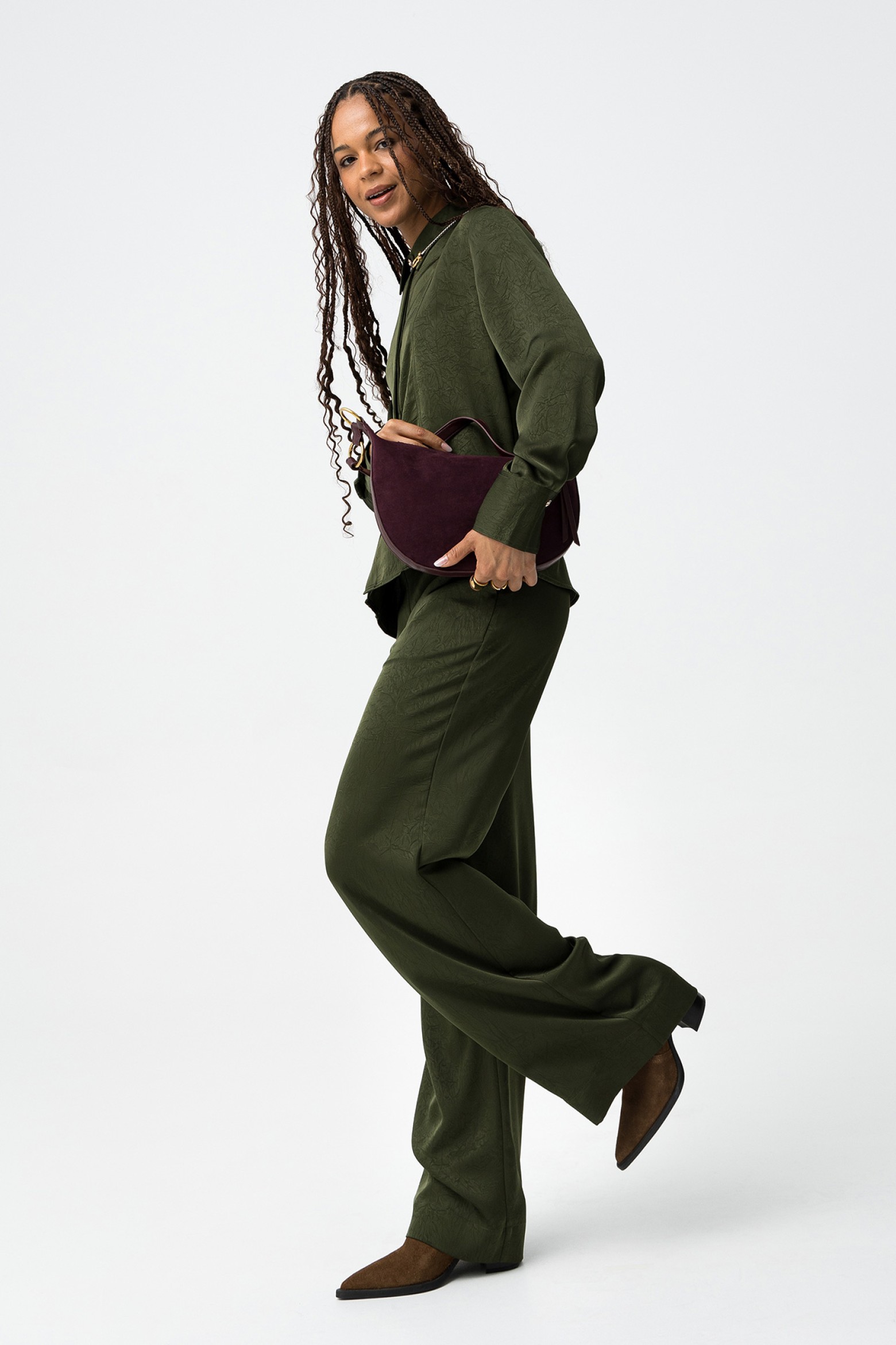 Wide Leg Green Trousers