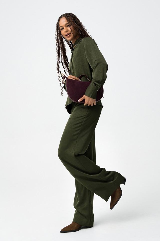 Wide Leg Green Trousers