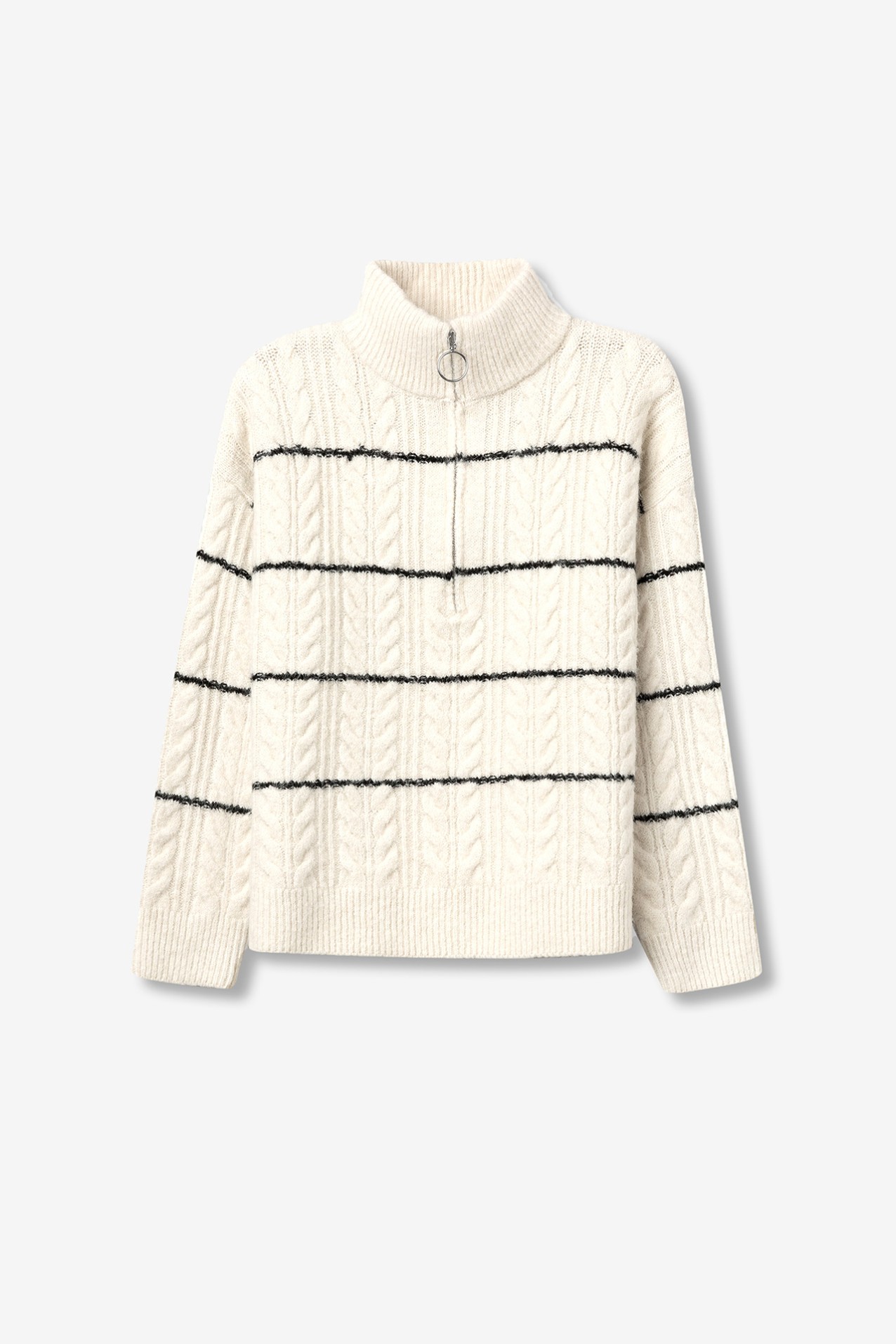 Camisola s Riscas com Gola Alta