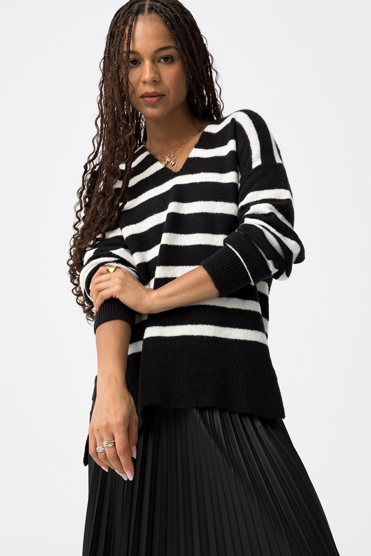 Relaxed Sweater with V-Neck