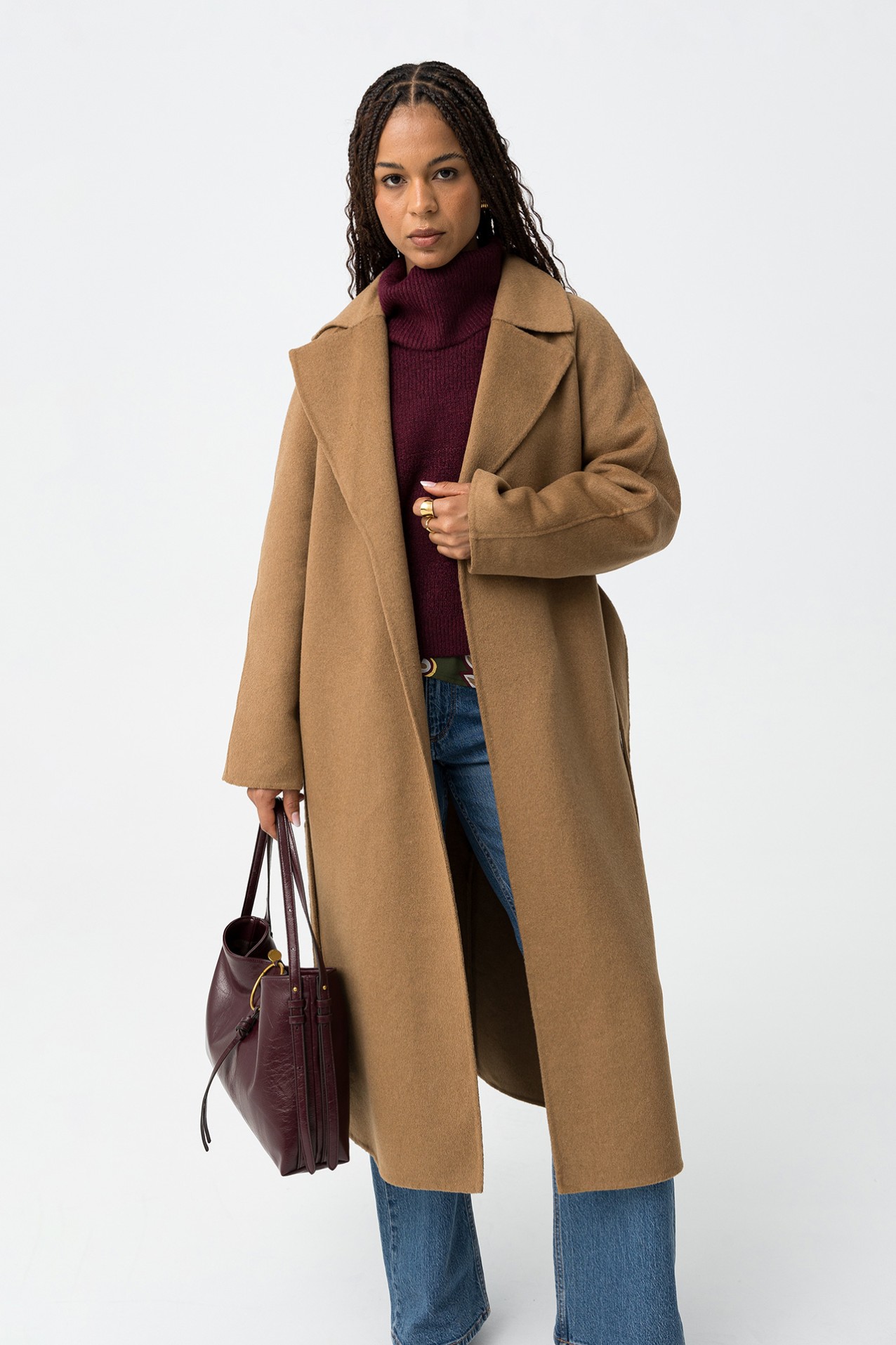 Sobretudo Efeito L com Cinto