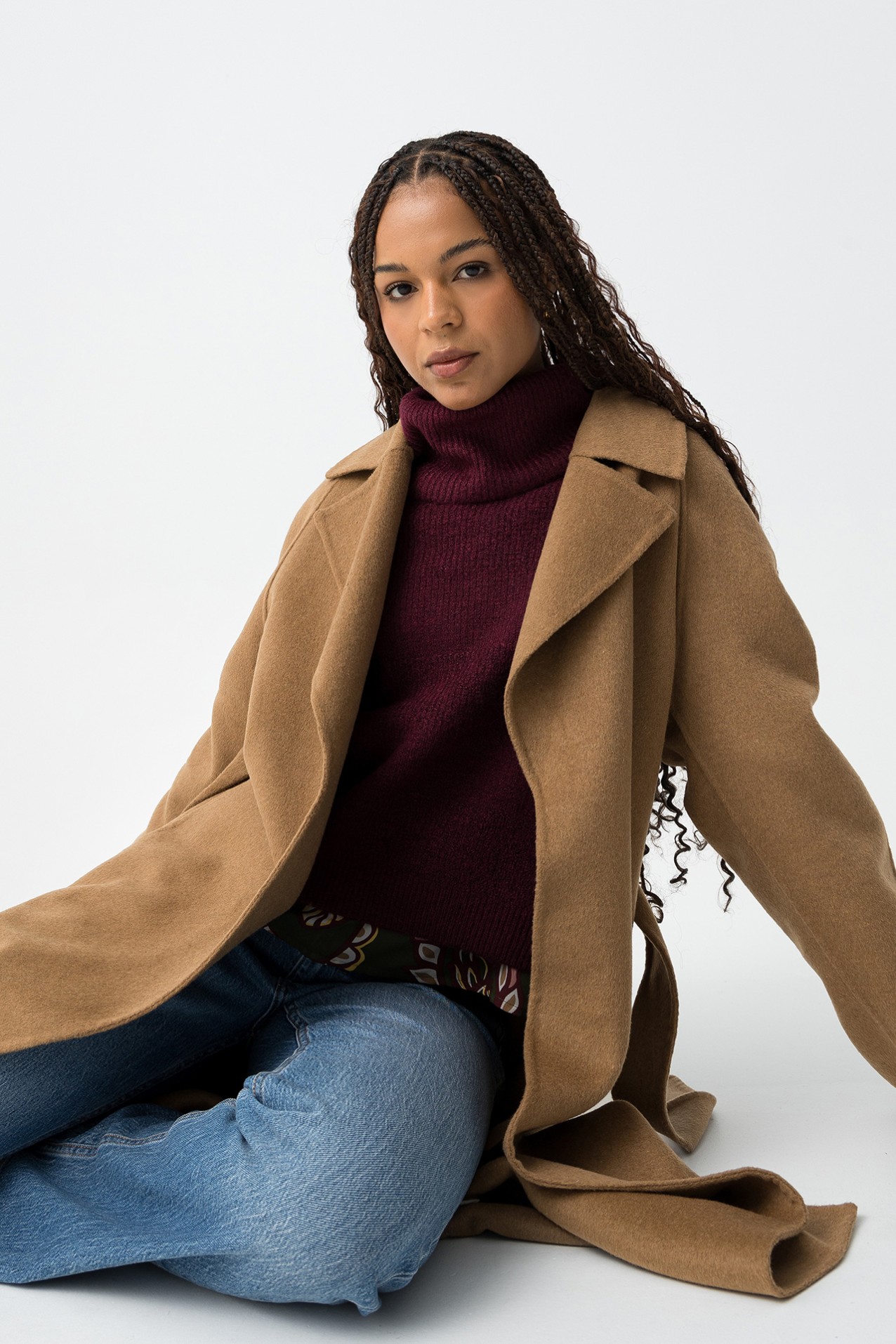 Sobretudo Efeito L com Cinto